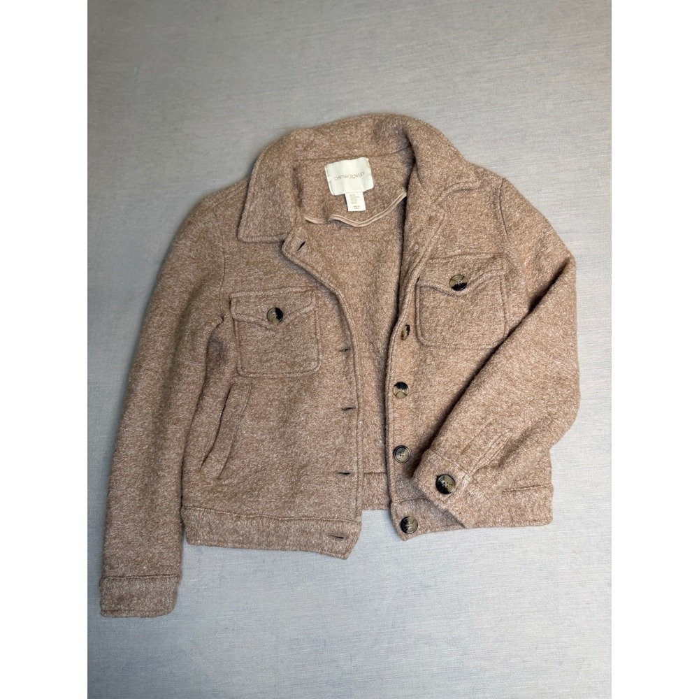 Cynthia Rowley Wool Blend Tan Shacket Jacket Womens Small Pockets Button Up XS
